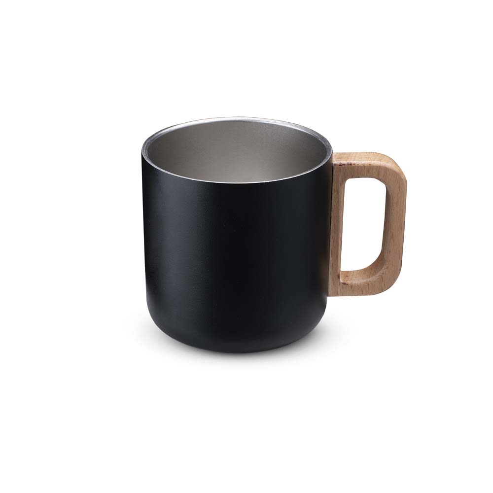 Caneca térmica com alça em madeira - segunda imagem